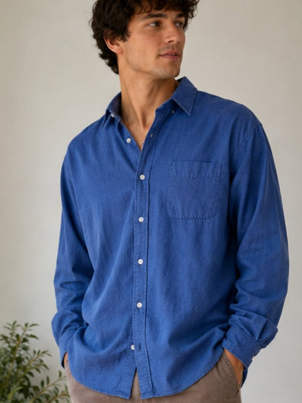 Old Navy Blue Button-Down Shirt Men's Size Large